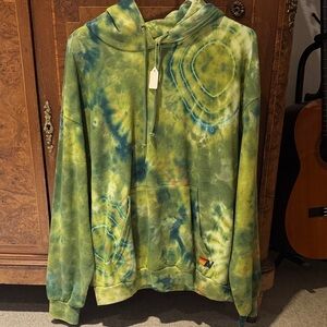 Aviator Nation Green Hand-dyed Tie-Dye Hoodie
